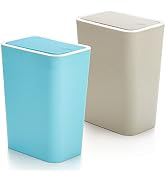 Fasmov Trash Can 2 Pack 7.5 Liter / 2 Gallon Plastic Garbage Container Bin with Press Top Lid, Pl...