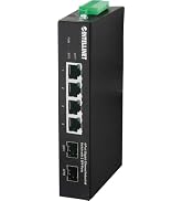 Intellinet 4-Port Industrial Gigabit Ethernet Switch with 2 SFP Ports-IP40 Rated Metal Housing, D...