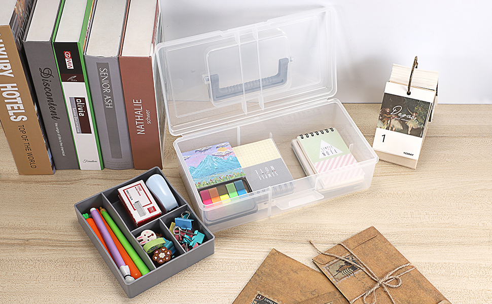 Plastic Carry Storage Box with Removable Dividers