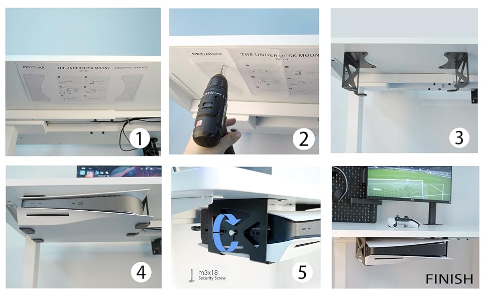 INSTALL UNDER DESK MOUNT