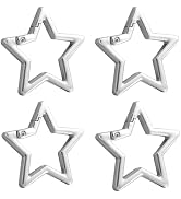 4 Pcs Star Shaped Stainless Steel Keychain Clip Carabiner Snap Hook Holder Carabiner Hook Clip Ke...