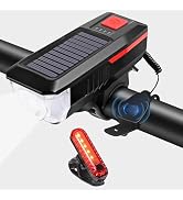LEDHOLYT Rechargeable Solar Bike Lights, Night Ultra Bright Bicycle Lights Headlight and Back Tai...