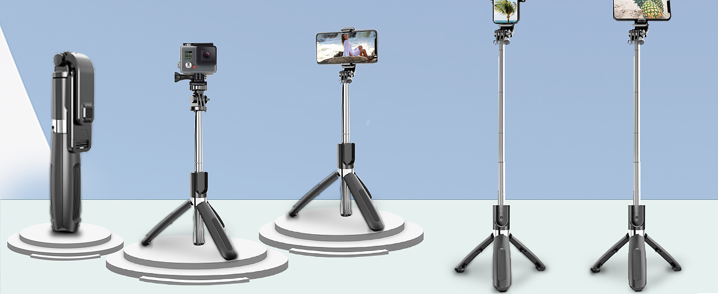 Selfie Stick Rotation Tripod Wireless Remote Portable Phone Holder for Smartphones