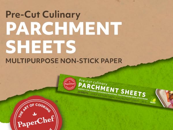 PaperChef parchment bags, cooking bags, oven-safe, non-stick, meal prep, 12 pack