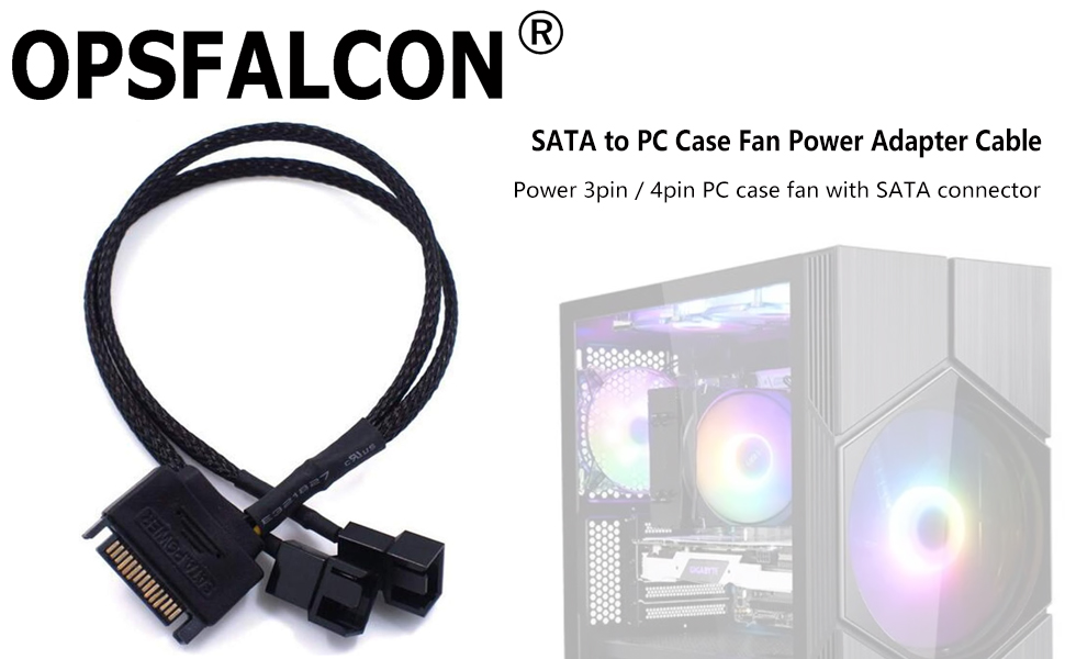 SATA to 2 x 2-Pin PC Case Fan Power Adapter Cable