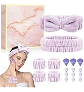 Crosize Headbands and Wristbands Set for Washing Face, Spa, Skincare, Gift for Women and Girls, w...