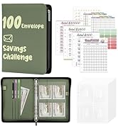 Ospelelf 100 Envelopes Money Saving Challenge Book Zipper Closure Leather 52 Weeks Savings Challe...
