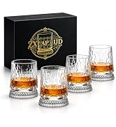 ZXAPJJD Rotating Whiskey Glasses Set of 4, Luxury Crystal Spinning Rocks Glasses with Pivot Base,...