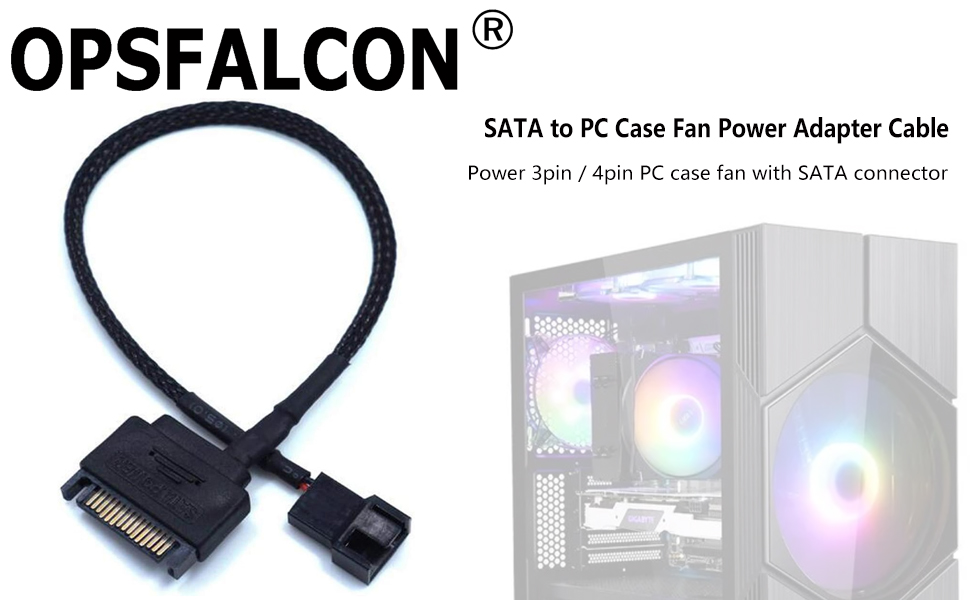 SATA to 3 Pin / 4 Pin PMW 12V PC Case Fan Power Adapter Cable