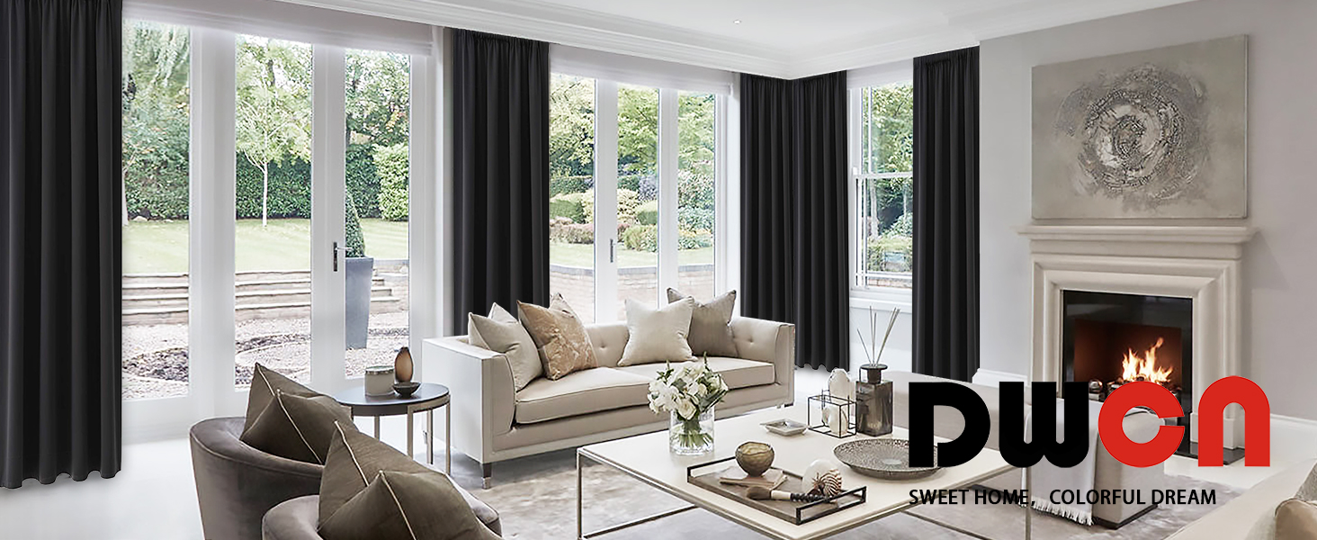black blackout curtains for living room