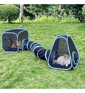 Outdoor Cat Enclosures, Cat Tunnels Tents Cubes for Indoor Cats with Play Ball, Collapsible Outsi...