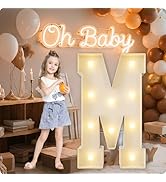 HXWEIYE Big Light Up Letters M,3FT Large Marquee Letters with lights, Mosaic Balloon Frame, Giant...