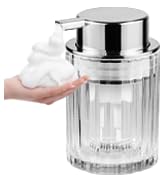 Komashr Foaming Hand Soap Dispenser, 8oz Refillable Clear Glass with Silver Pump, for Liquid Soap...