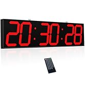 CHKOSDA 27.6in Double Sided Digital Wall Clock, Multifunctional Led Large Clock with Timer, Tempe...