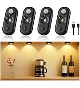 GLARESBOT LED Motion Sensor Puck Lights, Small Rechargeable Under Cabinet Light, Dimmable Warm Wh...
