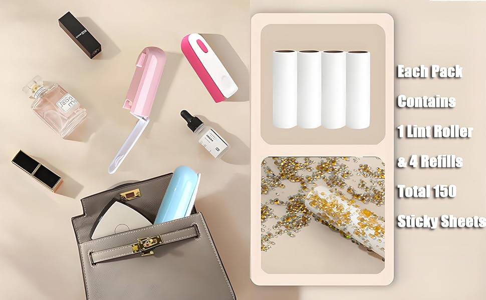 mini lint roller with 150 sheets