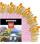 BOSOBO Paint Brushes Set, 6 Pack 60 Pcs Round Pointed Tip Paintbrushes Nylon Hair Artist Acrylic ...