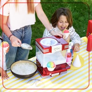 Passing out snow cones to kids