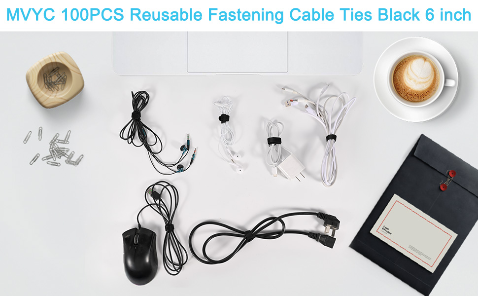 MVYC 100PCS Reusable Fastening Cable Ties - Tame Cable Chaos, Elevate Organization