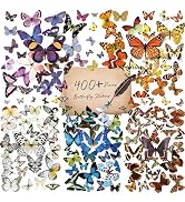 400+ PCS Realistic Butterfly Stickers, Self-Adhesive PVC Vintage Butterfly Stickers for Scrapbook...