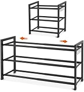 BrFoYu Expandable Shoe Rack for Closet Adjustable Metal Shoe Rack for Entryway 18.5"-33" Free Sta...