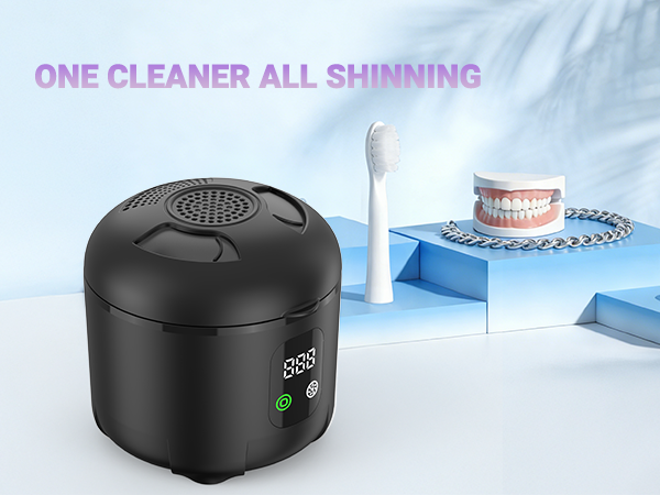 Denture Cleaner Machine with 4 Modes for Mouth Guards, Jewelry, Rings, etc (black)