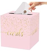 CaliLain Pink Card Box with Gold Foil Polka Dots; Card Box for Party, Graduation, Baby Shower, We...