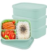 WYGLHLF Silicone Adult Bento Box, 3 Compartment Leakproof Silicone Lunch Container, Lunch Box for...