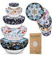 Revahope 5-Size Reusable Beeswax Bowl Covers for Bread Proofing, Cotton Cloth Flexible Beeswax Wr...