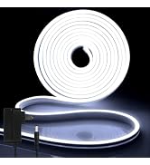 iNextStation White LED Neon Rope Light, 12V 16.4ft 5m Dimmable LED Strip Light Waterproof Flex Si...