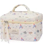 Gosect Large Makeup Bag, Cute Cosmetic Bag for Women Girls, Floral Coquette Aesthetic Toiletry Ba...