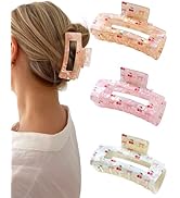 Mesovor 3 Pack Bow Cherry Printed Hair Claw Clips, Non-slip 3.54