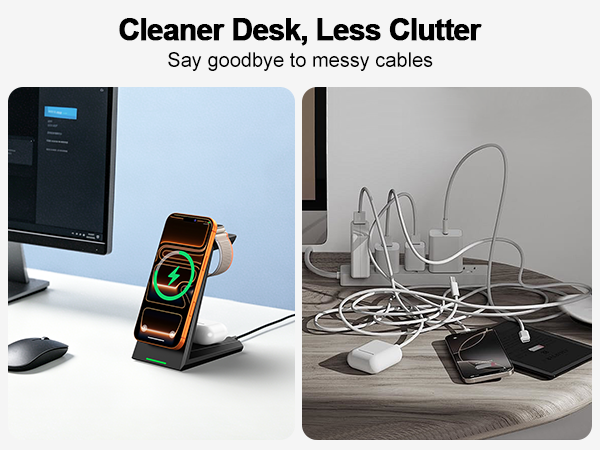 Cleaner desk, less clutter - Say goodbye to messy cables