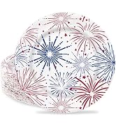 JarThenaAMCS 50 Pcs Patriotic Paper Plates Red Blue Firework Disposable Plates 4th of July Party ...