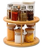 ORIDOM Bamboo Lazy Susan Turntable for Cabinet, Round 2-Tier 360 Degree Rotating Snack Spice Rack...