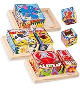 SYNARRY Wooden Puzzles for Toddlers 1-3, Farm Jungle Ocean Animals Puzzles for Toddlers 2-4, Wood...