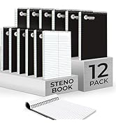 Rosmonde 12 Pack Spiral Steno Pads, 6 x 9, Gregg Rule, Black Steno Pad, Long Lasting - 80 Sheets ...