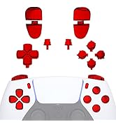 eXtremeRate Replacement D-pad R1 L1 R2 L2 Triggers Share Options Face Buttons, Chrome Red Full Se...