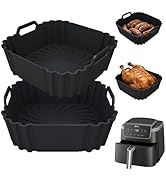 Silicone Air Fryer Liners 2 Pack, Reusable Silicone Air fryer basket liners for Ninja AF141 181, ...
