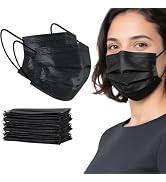 akgk 100Pcs Disposable Face Masks, Black Face Mask, 3 Ply Disposable Mask