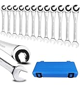 LOSCHEN 12pcs/set 8-19mm Metric Ratcheting Wrench Combination Wrench Set with 72 Teeth, Chrome Va...