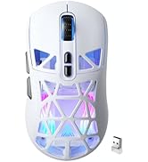 SOLAKAKA SM802 White Wireless Gaming Mouse,10000 DPI,Tri-Mode Wired/BT 5.0/2.4GHz Wireless Mouse ...