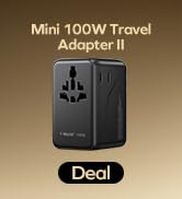 MOMAX Universal Travel Adapter, GaN 100W International Power Adapter, 2 AC, 2 USB-C PD Fast Charg...