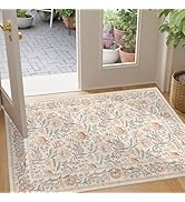 DUKINO 2x3 Rugs for Entryway, Washable Vintage Floral Small Area Rug with Non Slip Backing, Ultra...