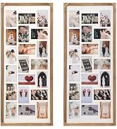 Wodhels 40x17 Inch Large Collage Photo Frame Set of 2, Holds 20 4x6 Photos, Wooden Multi-Opening ...