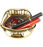 Trycooling Ceramic Red Lips Lipstick Ring Holder Jewelry Tray Rack Decorative Cosmetic Storage Di...