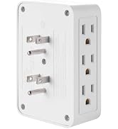 FiiMan 6 Outlet Wall Adapter, UL Listed 3-Prong Grounded Outlet to The Side, Wall Plug Side Acces...