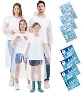 TUNCHMO Disposable Rain Ponchos Family 6 Pack Adults kids 50% Extra Thicker Emergency Ponchos wit...