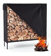 DUMOS 4FT Heavy Duty Firewood Storage Rack, Firewood Storage Log Rack with Cover and Zipper, Indo...