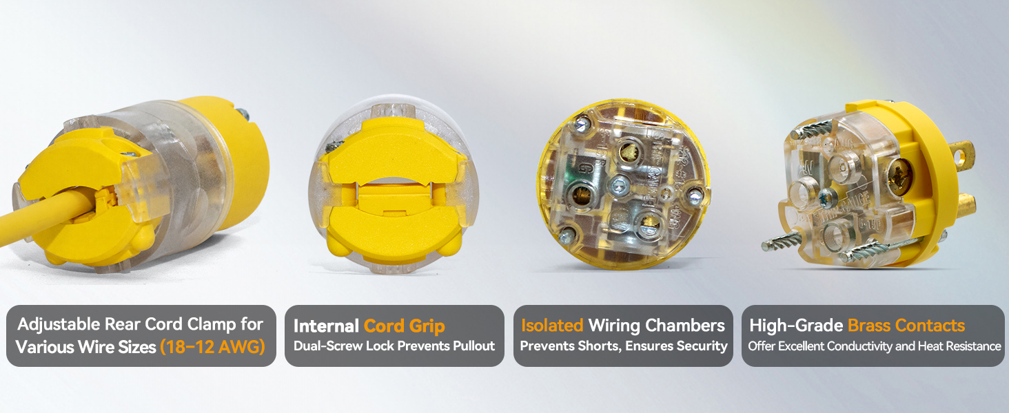 plug and connector 15amp 2pole wire grounding